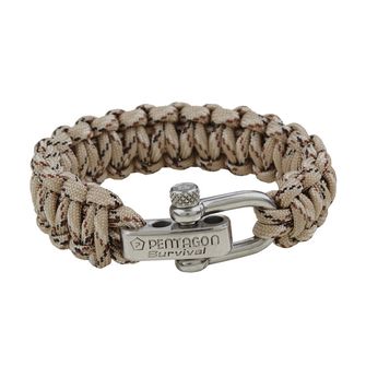 Pentagon braccialetto paracord, Khaki Spots, fibbia in metallo