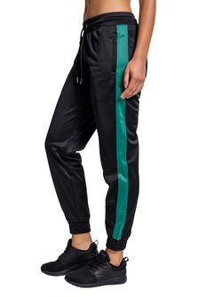 Urban Classics - Pantaloni da ginnastica con polsino da donna, nero e verde