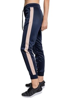 Urban Classics - Pantalone da ginnastica con polsino da donna, rosa chiaro, blu