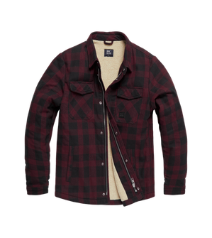 Vintage Industries Craft giacca in sherpa pesante, plaid bordeaux