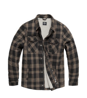 Vintage Industries Craft, giacca in sherpa pesante, plaid grigio