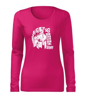 DRAGOWA Slim T-shirt donna a maniche lunghe Leon, rosa 160g/m2
