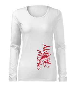DRAGOWA Slim T-shirt donna a maniche lunghe War, bianco 160g/m2